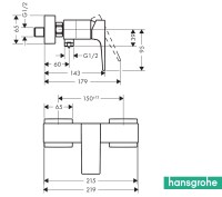 MEDIDAS MONOMANDO DUCHA METROPOL HANSGROHE